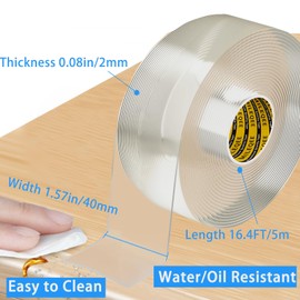 Clear Edge Protector Strip, 1.57in x16.4FT, Sharp Edge Wrap Cover Tape, Self Adhesive Protective Bumper Guards for Cabinet Door Desk Glass Table Bed Furniture, Kitchen Countertop, Waterproof