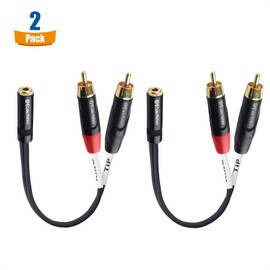Cable Matters RCA 3.5mm Stereo Audio Splitter Converter Cable, 2 Pack Dual RCA 3.5mm Converter Adapter, Black