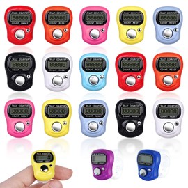 Vegena Pack of 18 Finger Counter, Digital Finger Counter, Electronic Finger Counter Round Counter, Mini Hand Counter, Clicker Finger Counter for Inventory Sports Marketing Golf Blow Counter (Random