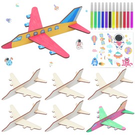 BAPHILE 12 Pack Wooden Airplane Craft for Kids,Mini DIY Unfinished Airplane to Paint, 3D Wood Airplane Crafts Kit for School Art Activity Birthday Party Favors Goodie Bag Stuffers