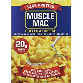 Muscle Mac® | Shells & Cheese Pasta For All Ages, 20 Grams Of Protein Per Serving, Real Cheese, Non-GMO, 11 Ounce (Pack of 12)