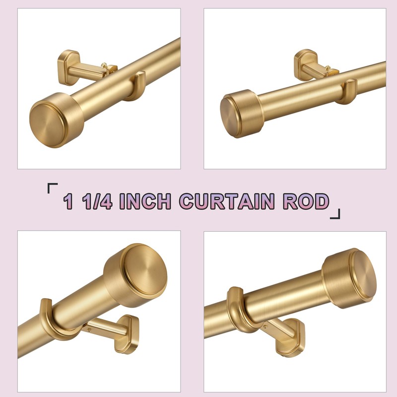 Lwiiom Heavy Duty Curtain Rods,1 1/4" Large Diameter Premium Nonadjustable