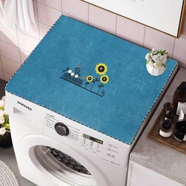 Washer and Dryer Covers Washing Machine Top Cover Dust-Proof Washer And Dryer Top Covers Anti-Slip Fridge Dust Cover 26In x 35In /65cm x 90cm fits microwave - Pine Green