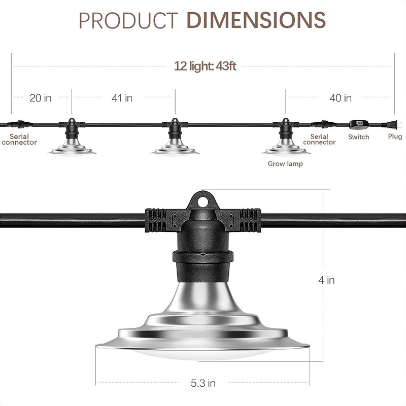Espird 6-Light LED Grow Light Plant Growing Lamps with Timer,