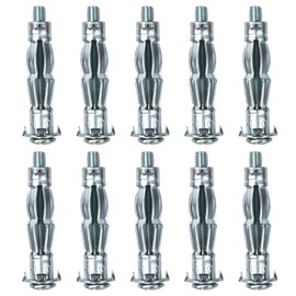 Shengxi M6 x 52 mm Metal Hollow Wall Dowel Galvanised Cavity Wall Dowels with Screw Pack of 10 Cavity Metal Dowels Expansion Dowels for Fixings in Plasterboard