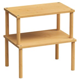 VERTORGAN Cabinet Organizer Shelf(Set of 2),Kitchen Counter Shelves,Bamboo Stackable Expandable Spice Rack Countertop(Medium)