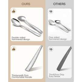 Hammered Silverware Set,Ollex 40-Pieces Hammered Flatware Cutlery Set for 8 Mirror Finished with Anti-rust stainless steel Spoon Knives Forks for Kitchen Hotel Modern Utensil Sets,Dishwasher Safe