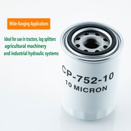 ‎Hydraulic oil Filter 10 Micron, Log Splitter Hydraulic Oil Filter,20 GPM Flow Rate, 200 PSI Max Pressure, 1"-12 UNF Thread, Replaces 120-818 221006 723-0405 CP-752-10 hydraulic filter