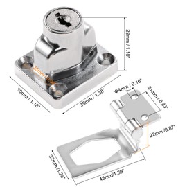 MECCANIXITY 2.5 Inch Keyed Alike Hasp Lock 90 Degree Chrome Plated Twist Knob for Cabinet Door Drawer, Silver