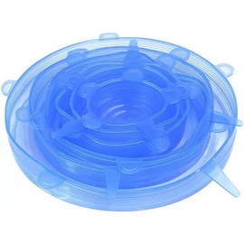 6 tapas elásticas de silicona reutilizables para envolver recipientes, sellar y almacenar alimentos en la cocin