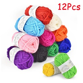 Pack of 12 x 12g Balls of Assorted Double Knitting Yarn, Colored Acrylic Yarn Set