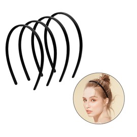 Amz Camel 40 Pcs Black Headbands - Thin Plastic Hairbands for Women, Teacher Headband DIY Accessories with Secure-Grip (Plain)