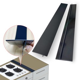 Donpearl 25 inch Black Stove Gap Covers (2 Pack), Silicone Gap Filler for Stove and Counter, Flexible Oven Edge Gap Guards, Kitchen Crumb Catcher Strips for Most Stovetop Gaps