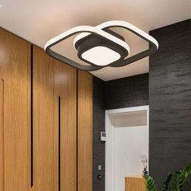 COOINJOY LED Ceiling Light, Black White Square Modern LED Ceiling Lighting, 21W 3000-6500K Changeable Acrylic Aluminum Light Fittings Ceilings for Hallway, Living Room, Kitchen, Bedroom, Aisle