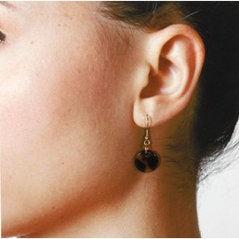 "Little Tortie", Tortoiseshell Color Drop Earrings, Goldtone Ear Wires