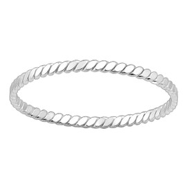Helix Stacking Ring | Hammered Twisted Rope Stackable Ring Band | Comfort Fit USA Sizes 4-12 (6, Sterling Silver)