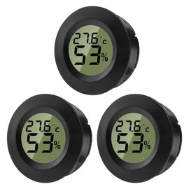 ZHITING Hygrometer Thermometer Mini Digital Temperature Humidity Meter Round Humidity Meter for Indoor Spaces, Greenhouses, Terrariums, Guitar Case, Humidor, Incubators & Glass (Pack of 3)
