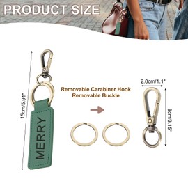 PATIKIL Leather Keychains, 1Pcs Rectangle Leather Key Chain Holder with 2 Keyrings and Metal Clip Key Fob for Car Keychain, Men, Women, Gift, Green