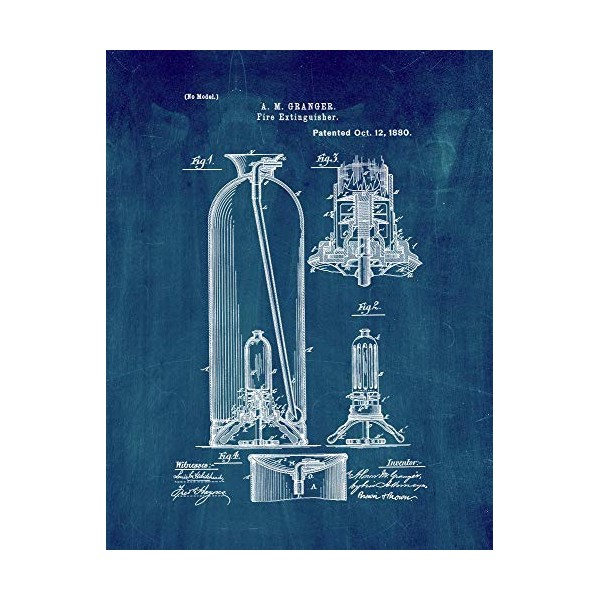 Fire Extinguisher Patent Print Midnight Blue (8.5" x 11") M10750
