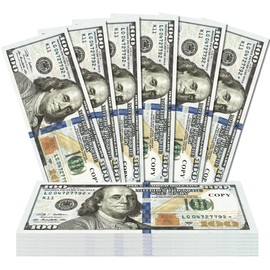 Alagoo 100 PCS Fake Money for Kids Pretend Play - Play Money for Teaching, Prop Money for Board Game, Movie, Magic