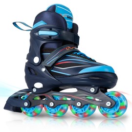RunRRIn Adjustable Kids Inline Skates for Boys Girls with Full Light Up Wheels - Roller Skates for Kids Ages 6-12, Toddler Ages 3-5, Youth Women Beginners Outdoor Indoor