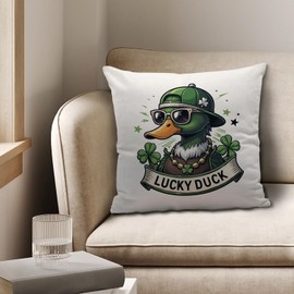 Nvotell Mallard Duck St. Patrick's Day Pillow Covers 18x18, Funny Irish St. Patrick's Day Shamrock Pillow Covers for Couch Bed, St. Patrick's Day Decorations, Mallard Duck Decor
