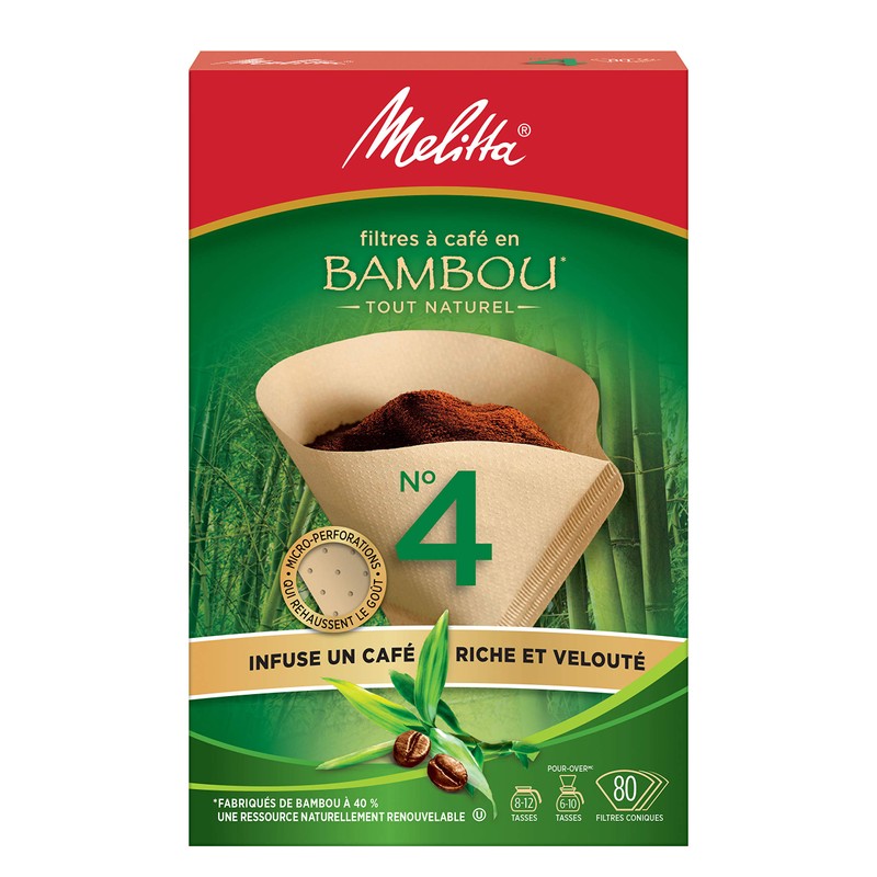 Melitta 625000 Bamboo Super Premium Coffee Filters, Green - 80