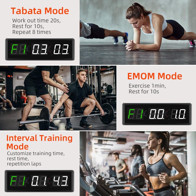 PELLOR Gym Timer, Gym Clock, LED Countdown Countdown Digital Wall