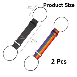 2 Pcs Luggage Straps Elastic,Adjustable Suitcase Straps for Suitcases Attach Bags,Portable Travel Suitcase Accessory,Bag Fastening Rope,for Travel Handbags Baggage Packing(Black+Rainbow)