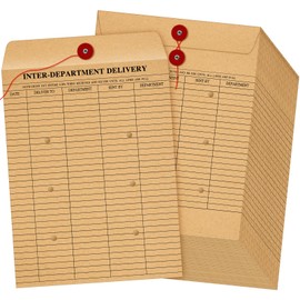 Motiskyy 200 Pcs Interoffice Envelopes Print Inter Department Envelopes Red String Tie and Button Closure, Brown Kraft(10" X 13")