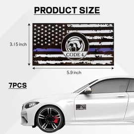 Hovom 7PCS Thin Blue Line Sticker Code 4, Waterproof Vinyl American Flag Flag Thin Line Decal, Law Enforcement and Police Support Stickers for Cars Trucks Window Bumper Laptop (Style 1)