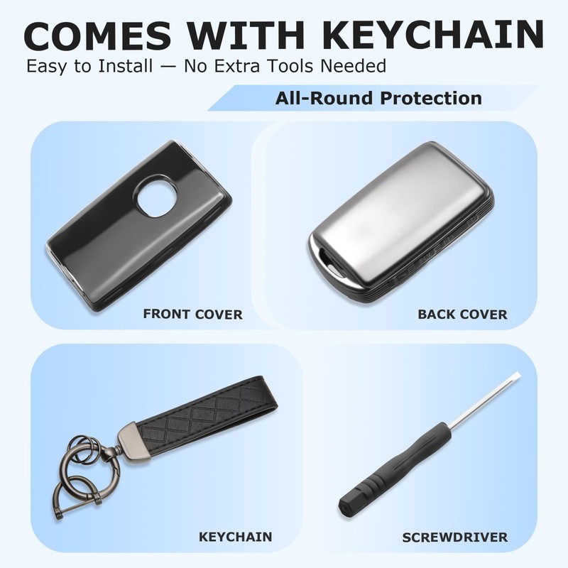 CHENZLIN for Mazda Key Fob Cover 4-Button TPU Case Keychain