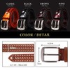 JINSELF Men's Mesh Belt, Genuine German Leather, Buckle, Casual, Business,