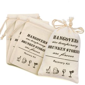 Whaline 20 Packs Bachelorette Hangover Kit Bags Cotton Recovery Kit Bags Survival Kit Bags Cotton Muslin Drawstring Bag for Bridal Shower Wedding and Valentine's Day Party Gift Decoration