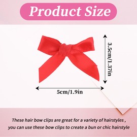COMNICO 20PCS Bow Hair Clips Mini Bowknot Metal Barrettes Hair Accessories Twist Tie Silky Satin Hair Ribbon Cute Non-slip Hairpins for Women Girls Teens Kids(Red)