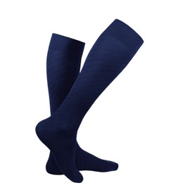 Truform Travel Compression Socks for Men and Women, 15-20 Knee High Over Calf Length, Navy, Small