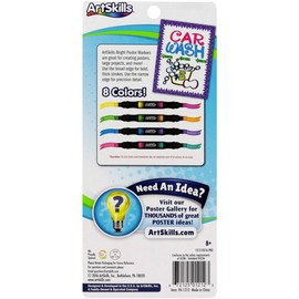 ArtSkills Chisel Tip, Dual-Ended, Large Poster Markers, 8 Bright Colors, 4ct
