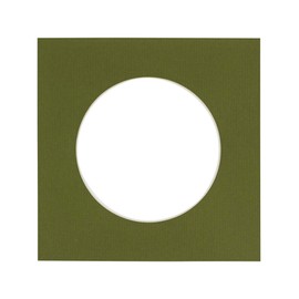 5x5 Mat For 7x7 Frame - Precut Dill Green Circle Shaped Photo Mat Board Opening - Acid Free Matte and Bevel Cut for Family Photos, Pack of 1 Matboard Show Kit With Acid Free Backing & Clear Bag