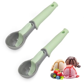 Pack of 2 ice cream scoops, ice cream scoop with trigger, ice cream scoop with ejector, ice cream spoon and comfortable handle for ice cream, smoothie, melon balls