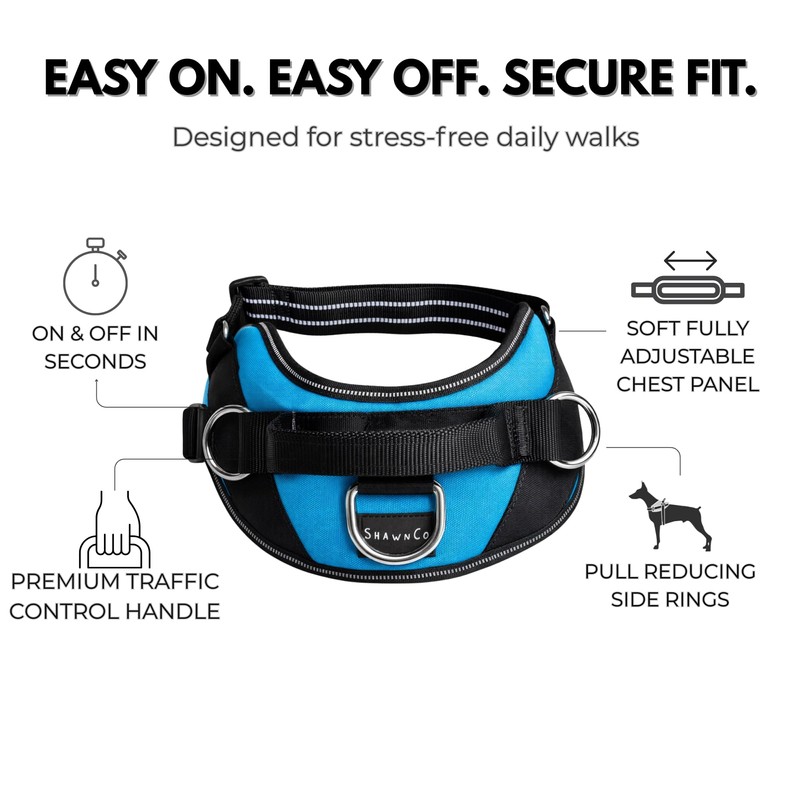ShawnCo Essential Dog Harness, No-Pull Pet Vest with 3 Leash