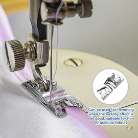 Yuerme 3Pcs Narrow Rolled Hem Foot, 3/4/6 mm Sewing Rolled Hemmer Foot, Sewing Machine Rolled Hem Presser Foot, Suitable for Household Multi-Function Low Shank Snap-On Sewing Machines