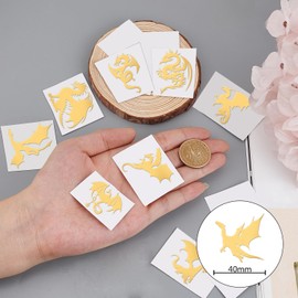 OLYCRAFT 9 Pcs 1.6x1.6 Inch Dragon Pattern Stickers Self Adhesive Metal Stickers Golden Self Adhesive Stickers Energy Tower Stickers for DIY Scrapbooks Resin Crafts Phone Decorations Cool Sticker