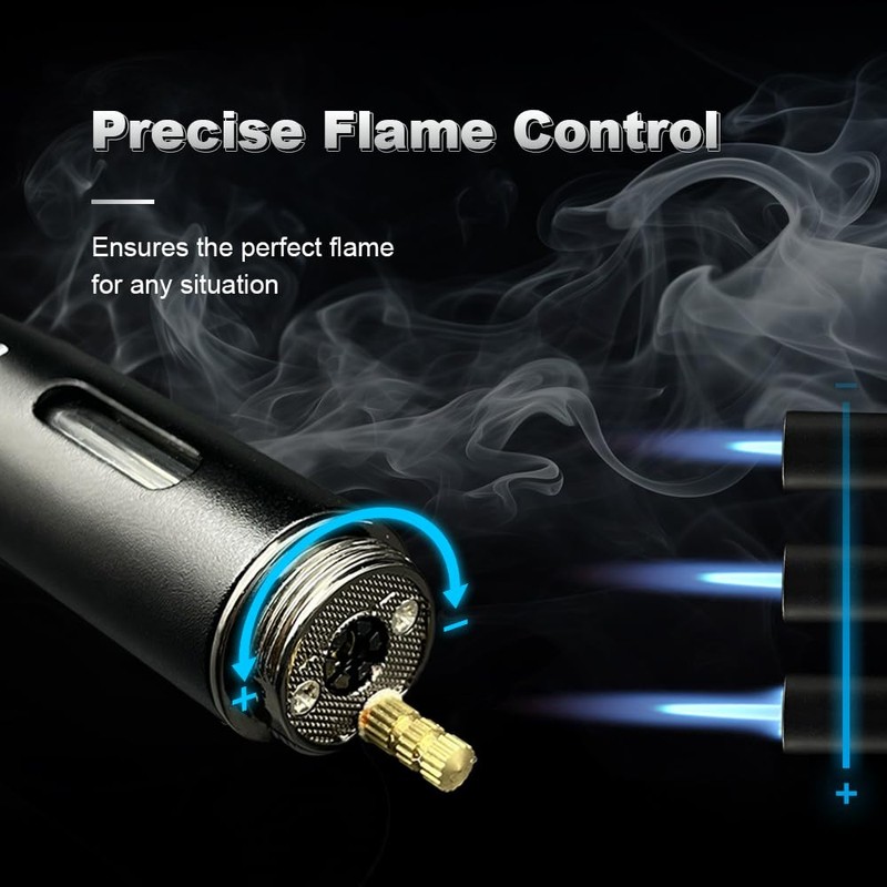 Butane Cigar Torch Lighter with Fuel Window Powerful Jet Flame