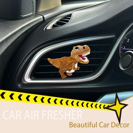 ORIESSE Dinosaur Car Air Freshener Vent Clips Car Aroma Diffuser Cute 3D Acrylic Cartoon Brown Tyrannosaurus Rex Girly Women Car Scents Decoration Outlet Clips New Car Accessories