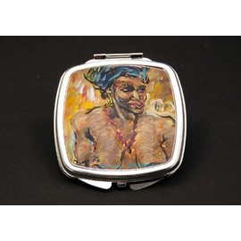 Head Wrap Dual Mirror Compact (African American Dual Mirror Compact)