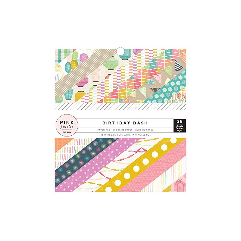 American Crafts Pink Paislee Birthday Bash 6 x 6 Inch