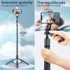 Axnen Selfie Stick Trípode Para Celular Control Remoto Luz 1.53m