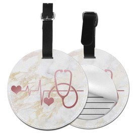 Luggage Tag Nurse Doctor Great Nurse Stethoscope Marble, Pu Leather Bag Travel Suitcases Id Identifier Baggage Label for Women Men Boys Girls