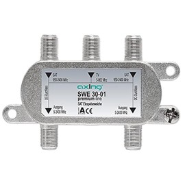 Axing SWE 30-01 SAT / terrestrial combiner 3-way for Twin-LNB (DC pass to LNB) for injection of FM Freeview DVB-T to satellite signal