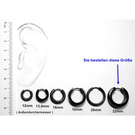 Kikuchi Männer Ohrringe XL Ø 22 mm Titan Schwarz Matt Edelstahl Klapp Creolen Drachen Gelasert ER15182